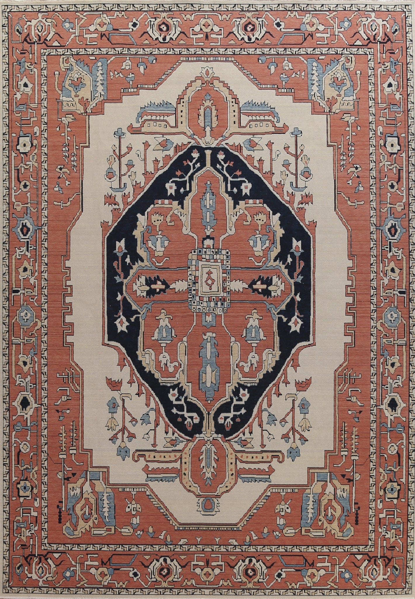 Geometric Wool Heriz Serapi Turkish Area Rug 10x13