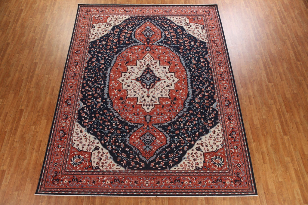 Navy Blue Floral Sarouk Farahan Turkish Area Rug 10x13