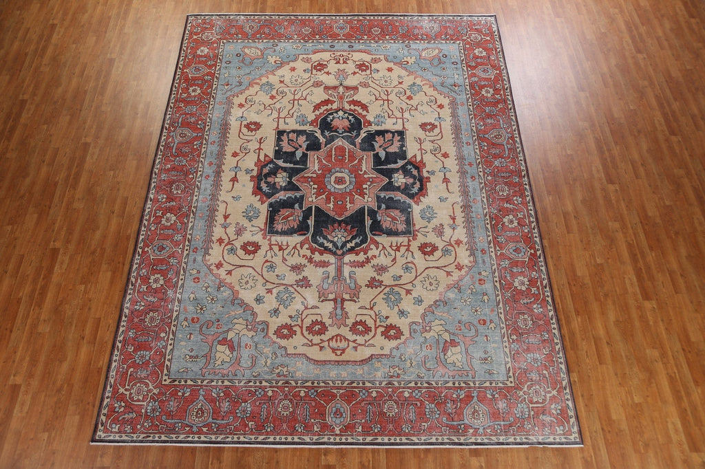 Hand-Knotted Wool Heriz Serapi Oriental Area Rug 10x13