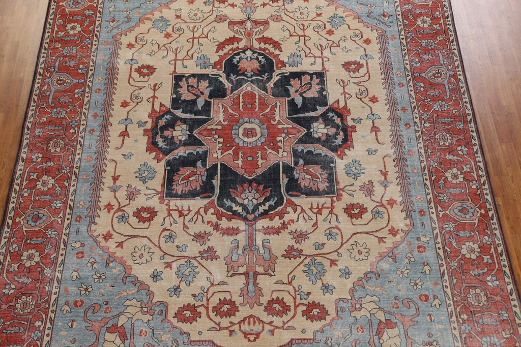 Hand-Knotted Wool Heriz Serapi Oriental Area Rug 10x13