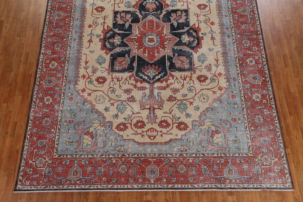 Hand-Knotted Wool Heriz Serapi Oriental Area Rug 10x13