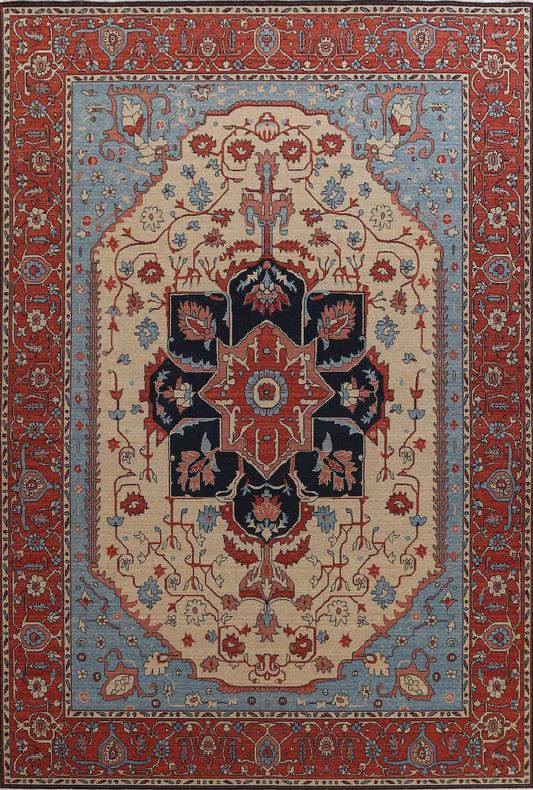 Handmade Heriz Serapi Geometric Turkish Area Rug 10x13