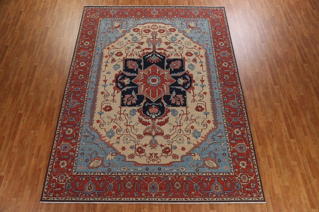 Handmade Heriz Serapi Geometric Turkish Area Rug 10x13