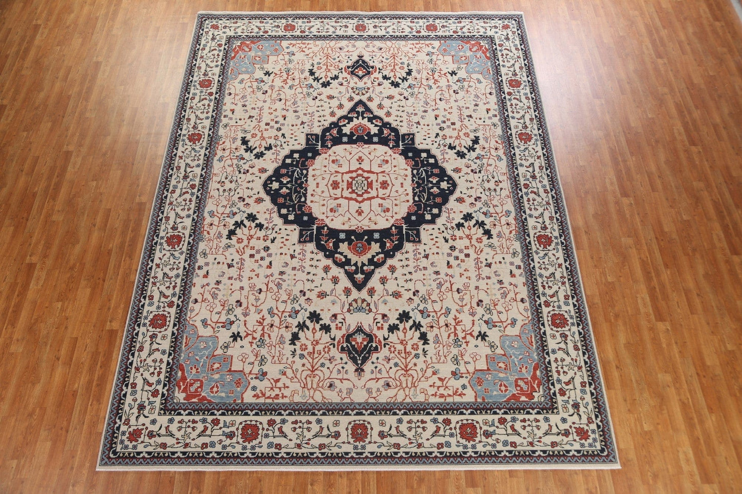 Floral Kashan Mohtasham Wool Turkish Rug 10x13