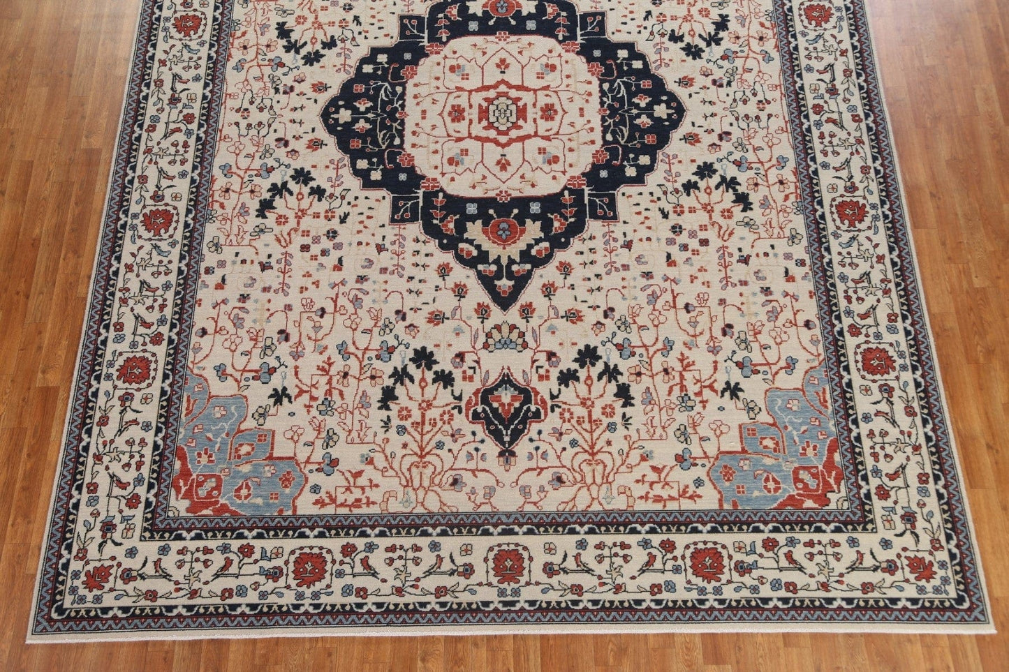 Floral Kashan Mohtasham Wool Turkish Rug 10x13