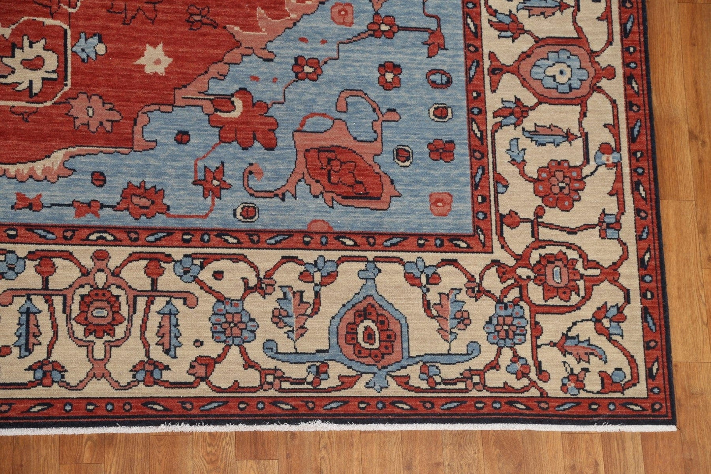 Hand-Knotted Red Heriz Serapi Oriental Wool Rug 10x13