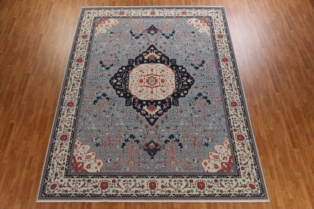 Light Blue Floral Kashan Mohtasham Oriental Wool Rug 10x13