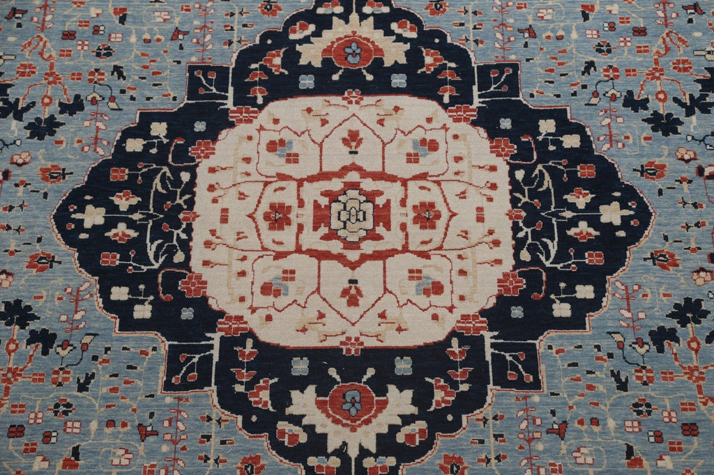 Light Blue Floral Kashan Mohtasham Oriental Wool Rug 10x13