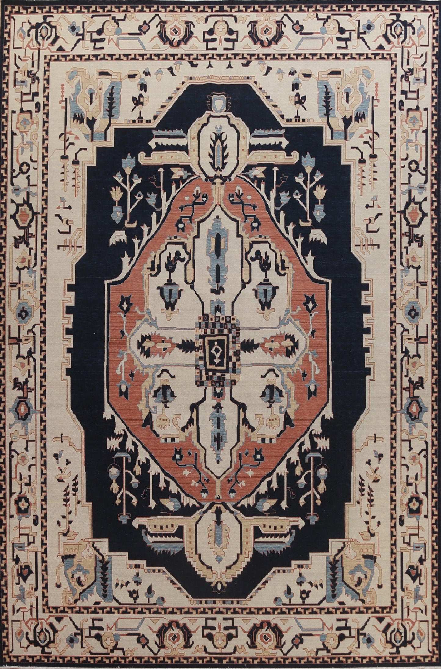 Hand-Knotted Wool Heriz Serapi Turkish Area Rug 10x13