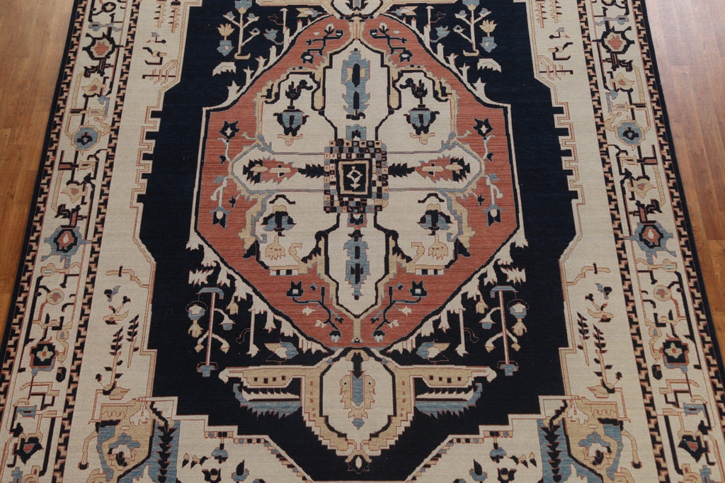 Hand-Knotted Wool Heriz Serapi Turkish Area Rug 10x13