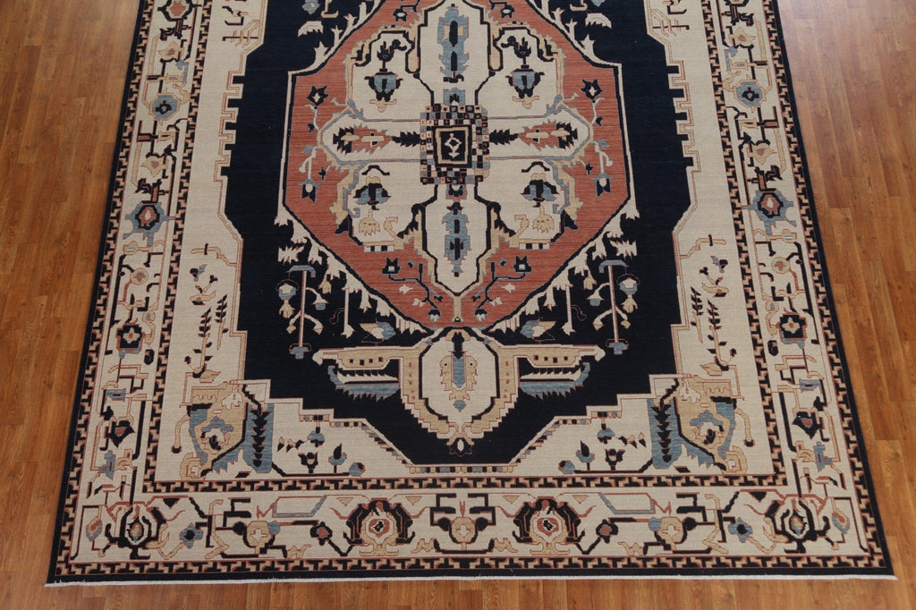 Hand-Knotted Wool Heriz Serapi Turkish Area Rug 10x13