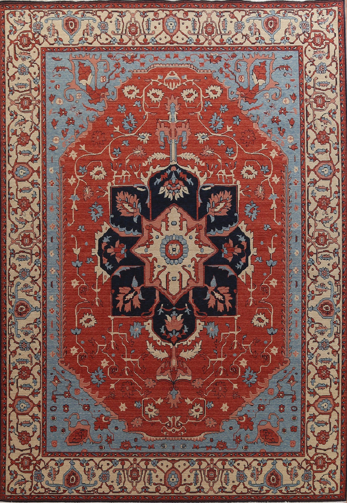 Floral Heriz Serapi Wool Turkish Rug 10x13