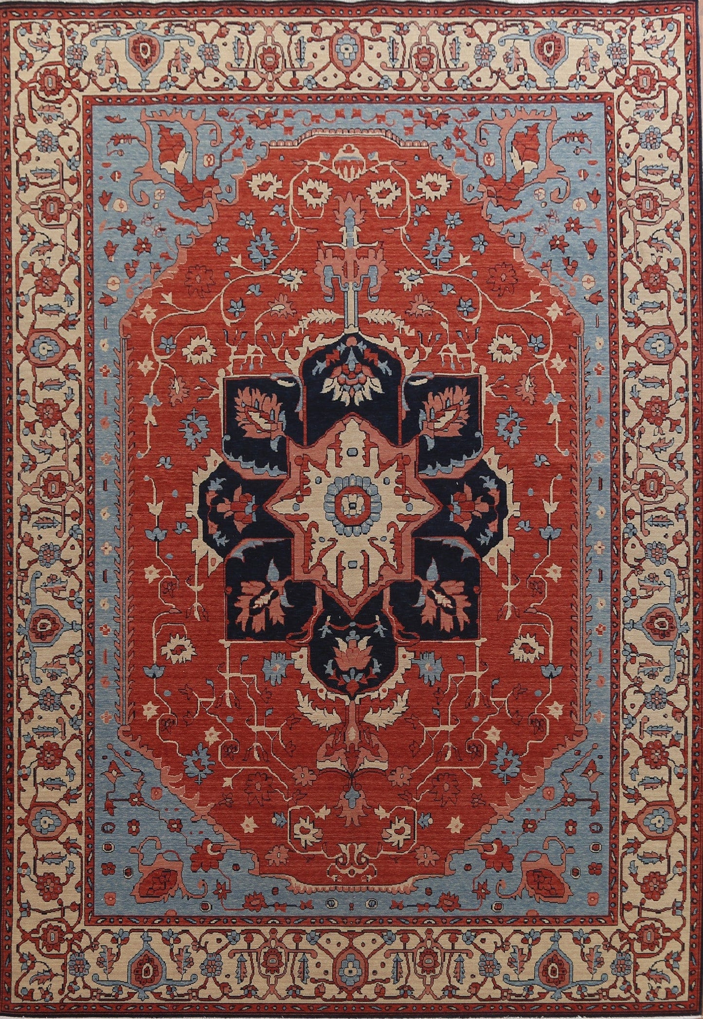 Floral Heriz Serapi Wool Turkish Rug 10x13