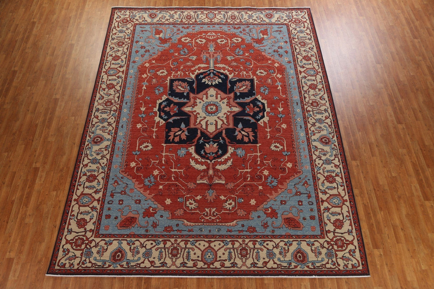 Floral Heriz Serapi Wool Turkish Rug 10x13