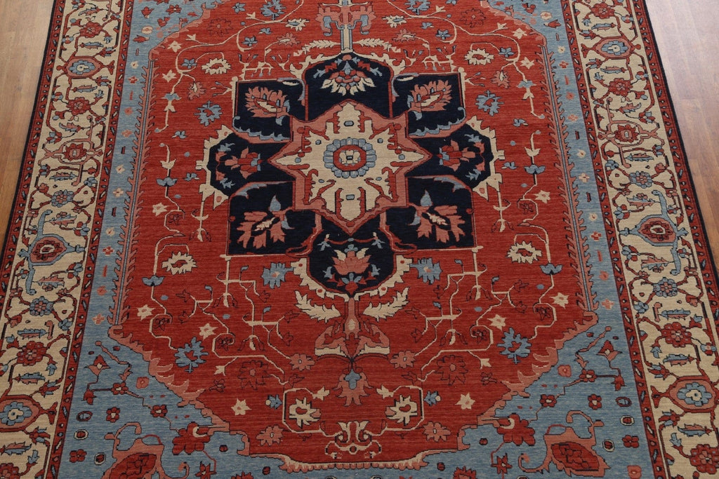 Floral Heriz Serapi Wool Turkish Rug 10x13