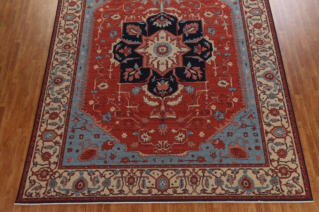 Floral Heriz Serapi Wool Turkish Rug 10x13