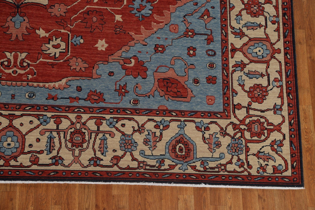 Floral Heriz Serapi Wool Turkish Rug 10x13