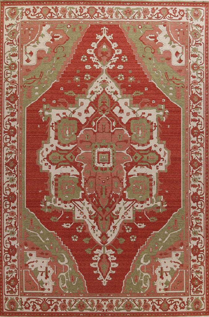 Hand-Knotted Wool Heriz Serapi Turkish Area Rug 10x13