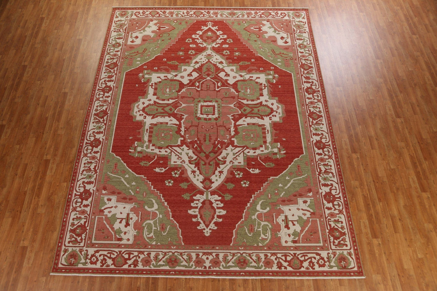 Hand-Knotted Wool Heriz Serapi Turkish Area Rug 10x13