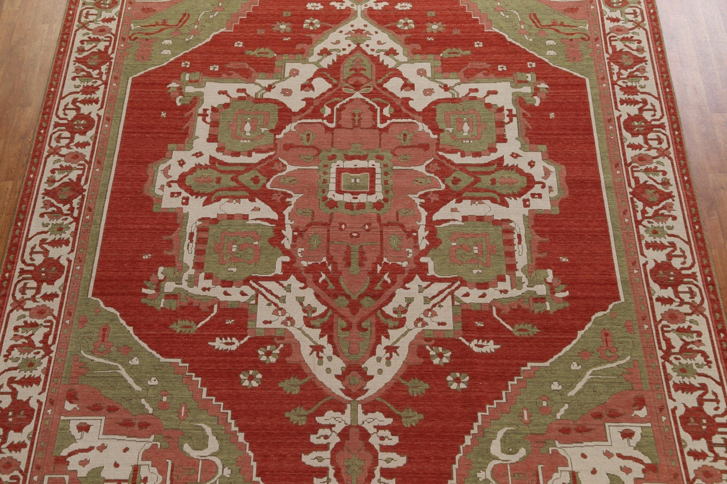 Hand-Knotted Wool Heriz Serapi Turkish Area Rug 10x13