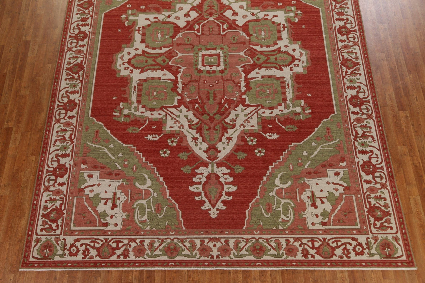 Hand-Knotted Wool Heriz Serapi Turkish Area Rug 10x13