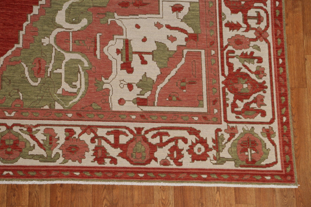 Hand-Knotted Wool Heriz Serapi Turkish Area Rug 10x13