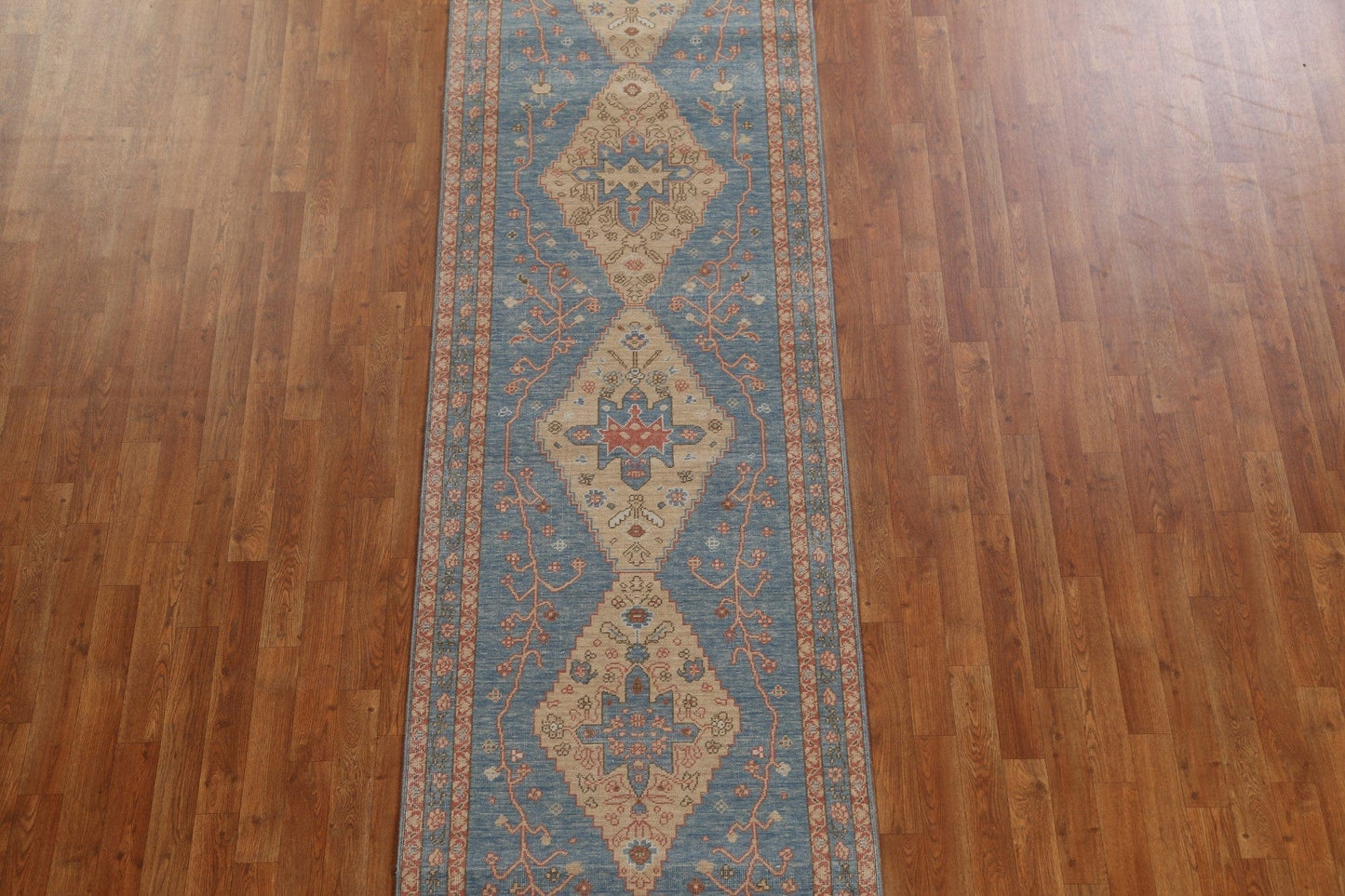 Hand-Knotted Wool Heriz Serapi Turkish Runner Rug 3x12