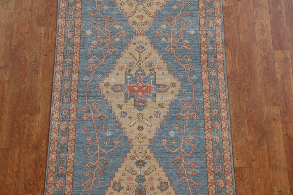 Hand-Knotted Wool Heriz Serapi Turkish Runner Rug 3x12