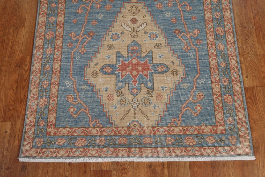 Hand-Knotted Wool Heriz Serapi Turkish Runner Rug 3x12