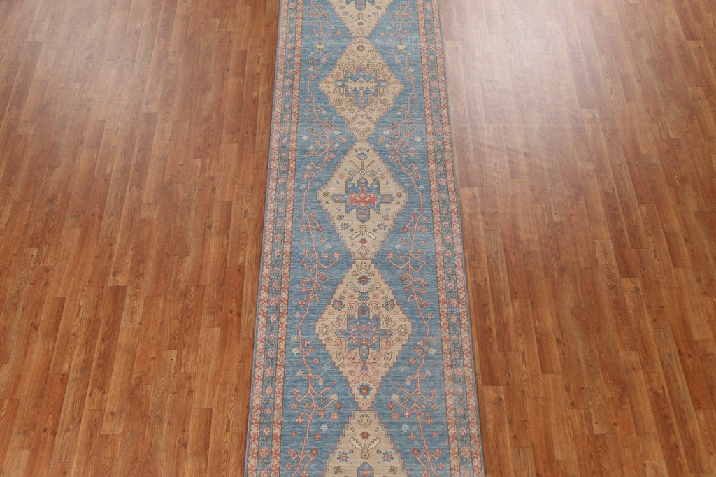 Light Blue Heriz Serapi Oriental Runner Rug 3x12