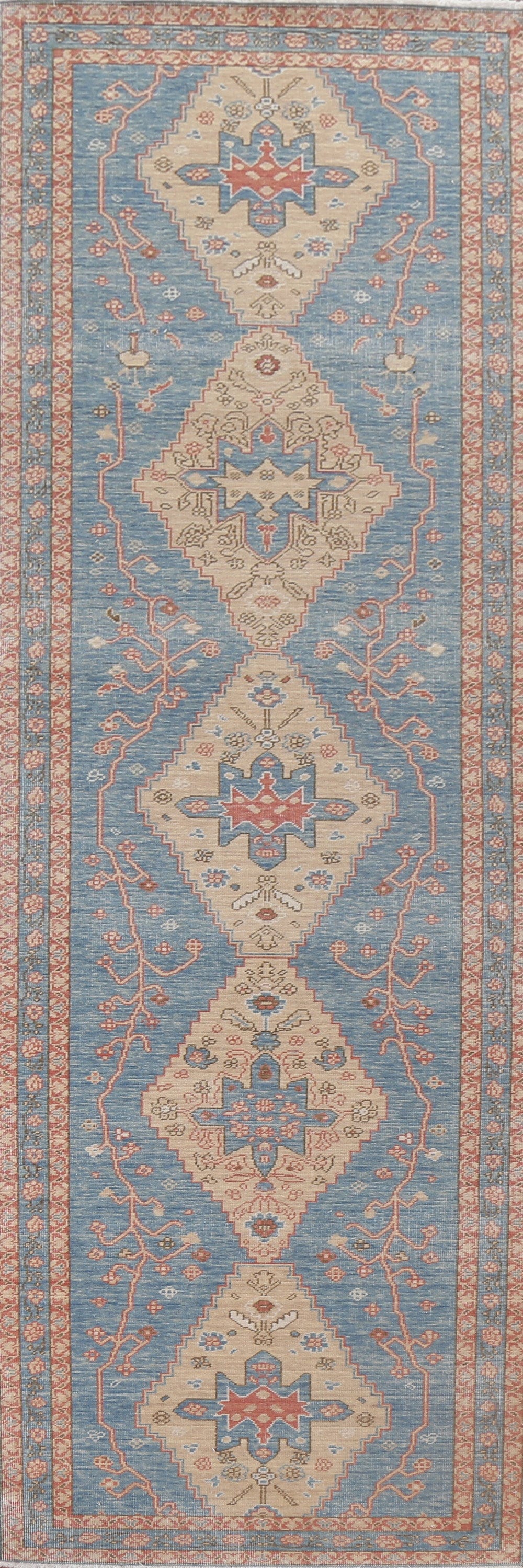 Light Blue Heriz Serapi Oriental Runner Rug 3x12