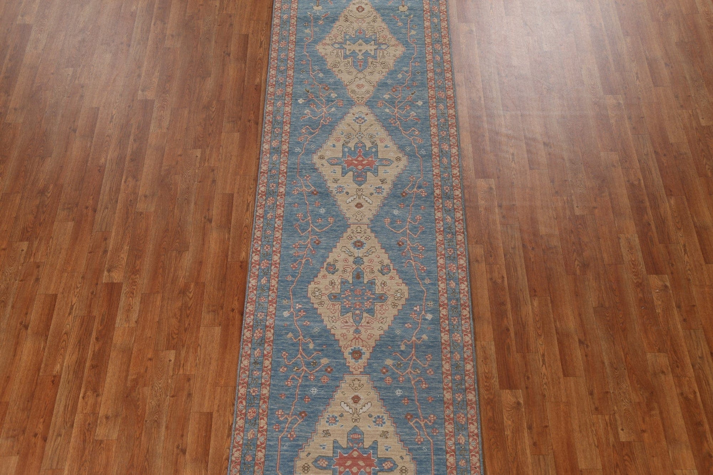 Hand-Knotted Wool Heriz Serapi Turkish Runner Rug 3x12