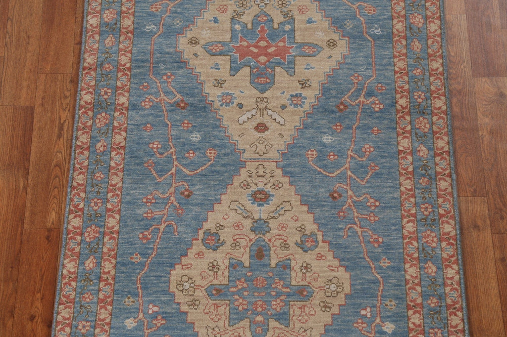 Hand-Knotted Wool Heriz Serapi Turkish Runner Rug 3x12