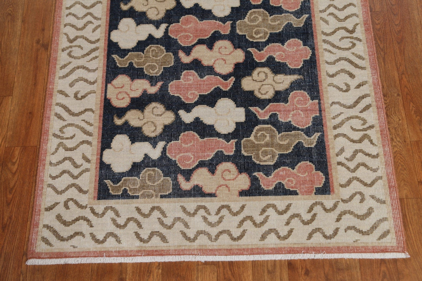 Hand-Knotted Wool Art Deco Turkish Runner Rug 3x12