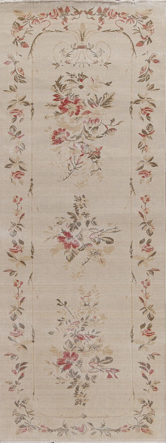 Wool Floral Aubusson Oriental Runner Rug 3x10