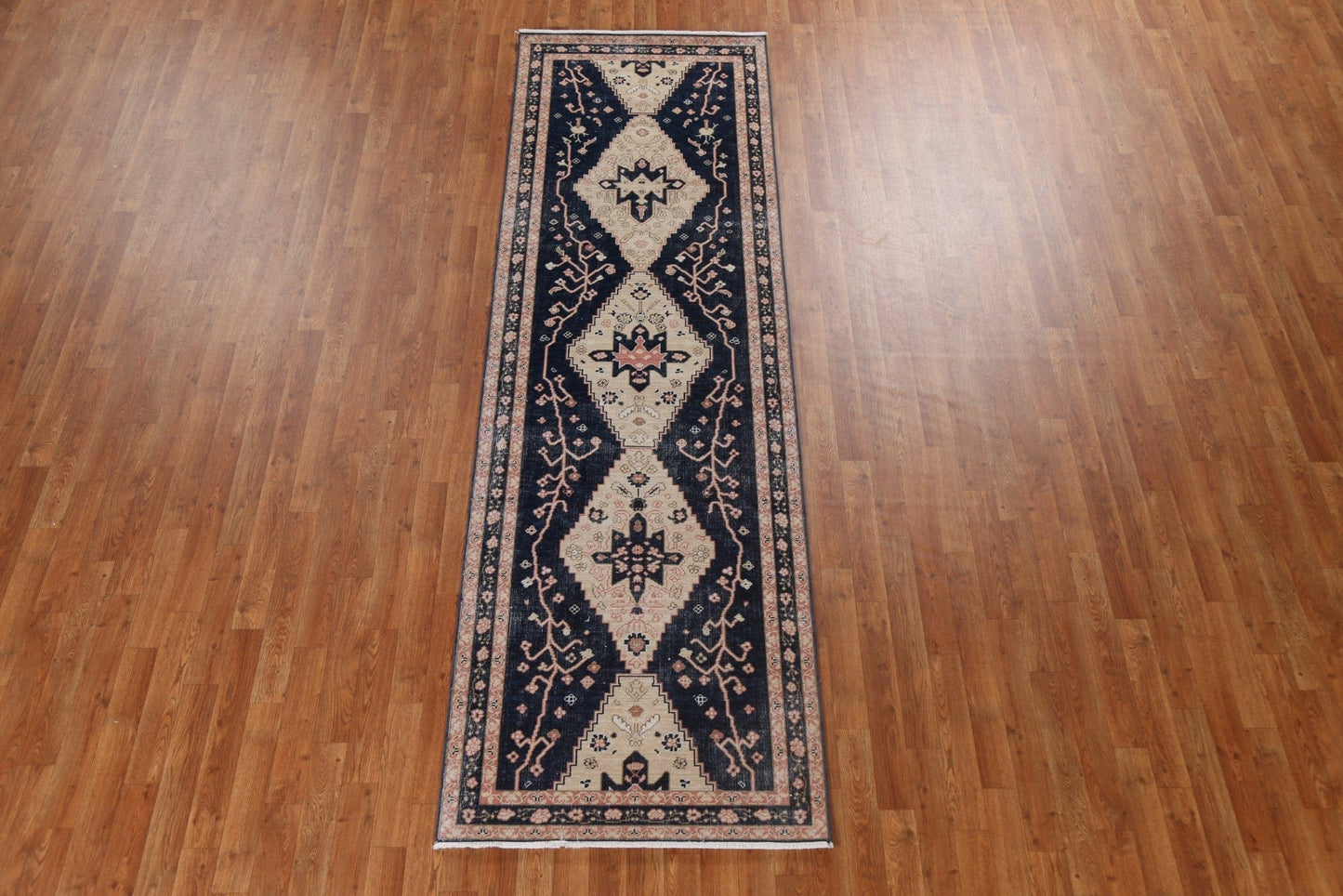 Geometric Heriz Serapi Turkish Runner Rug 3x10