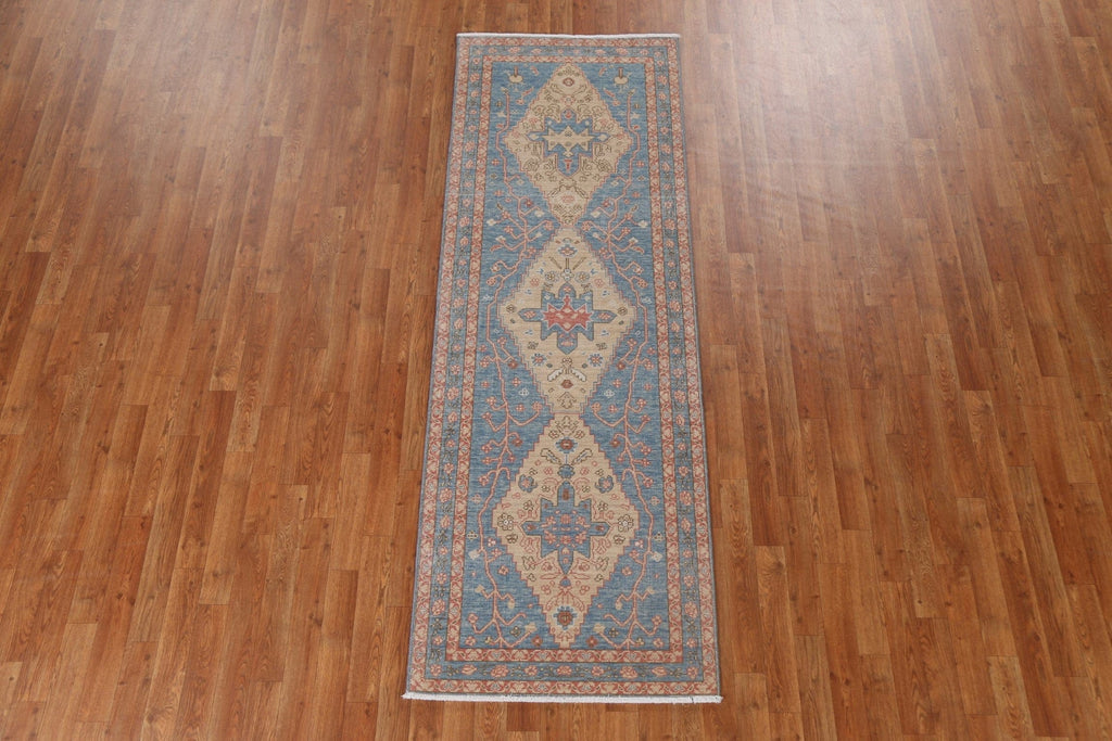 Geometric Heriz Serapi Turkish Runner Rug 3x8