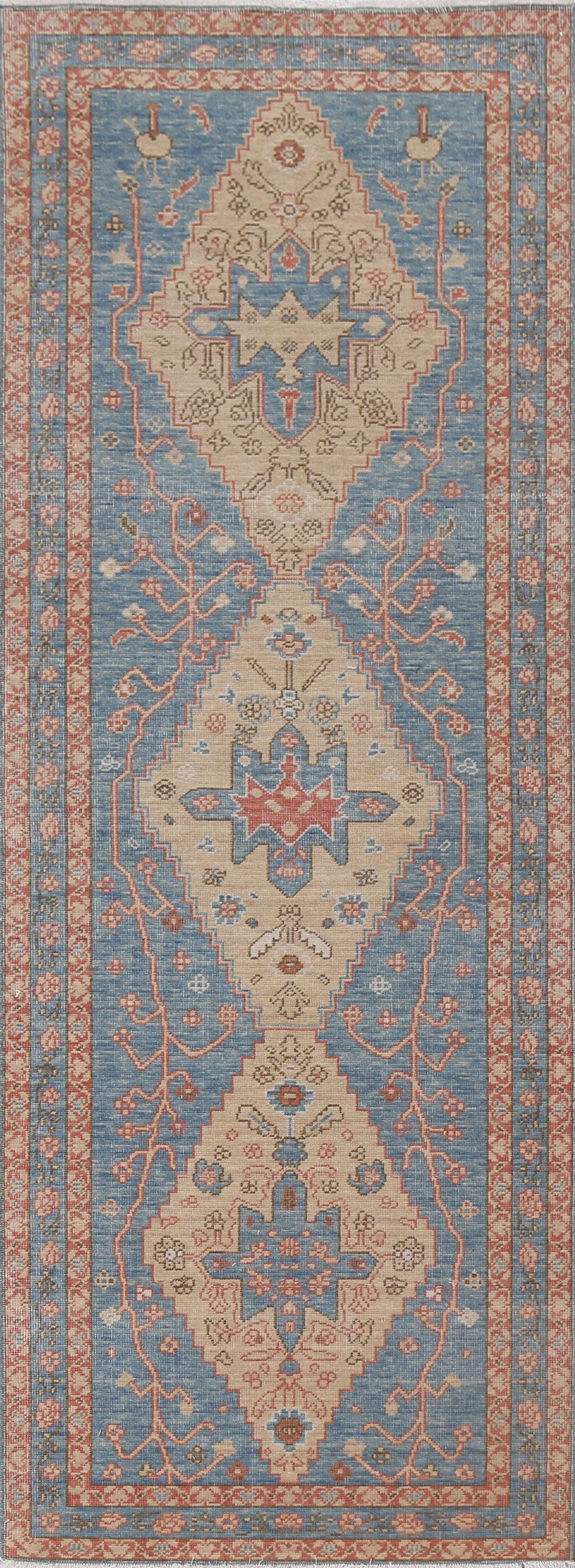 Geometric Heriz Serapi Turkish Runner Rug 3x8