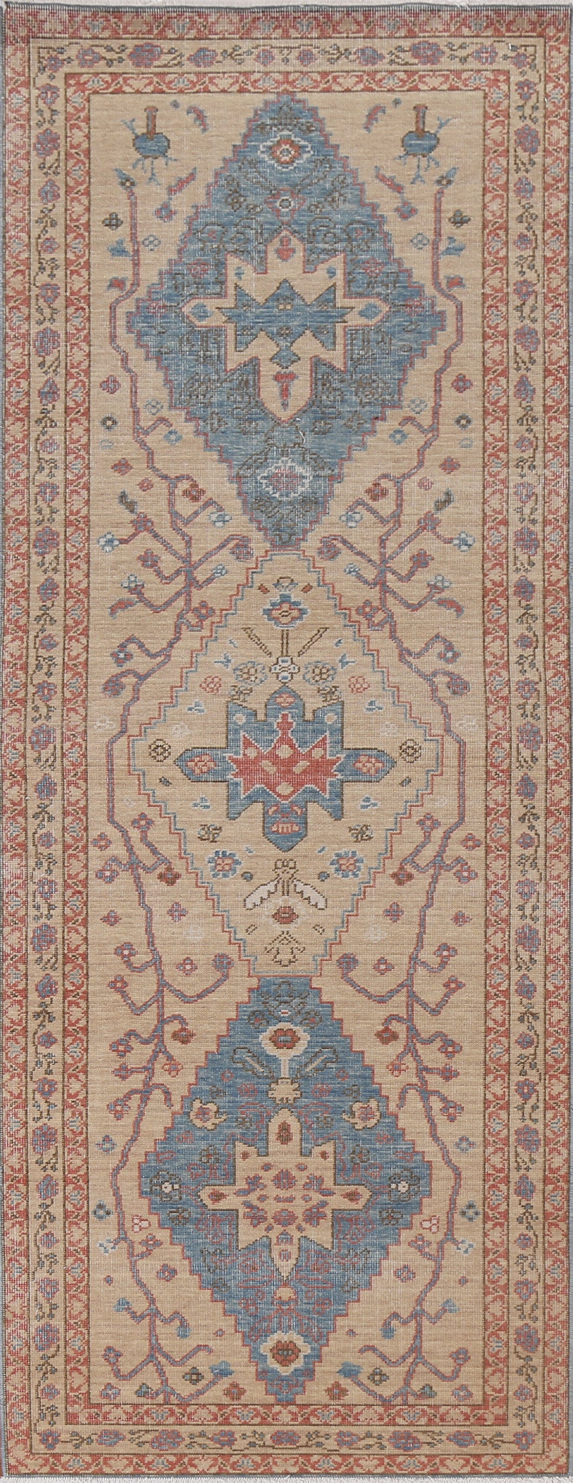 Geometric Heriz Serapi Oriental Runner Rug 3x8