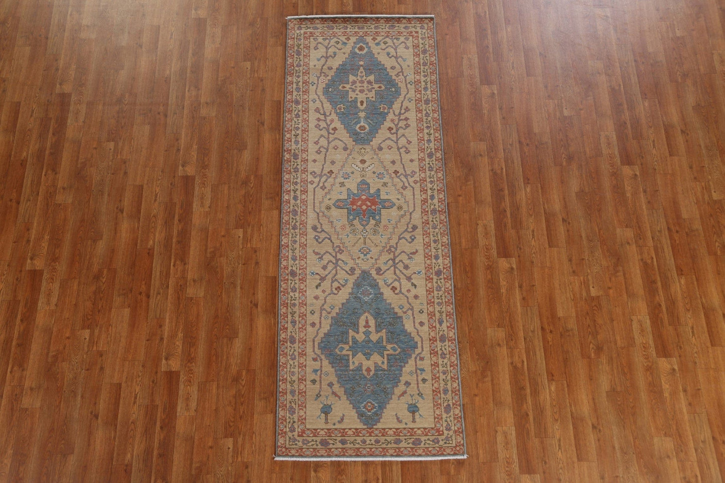 Handmade Wool Heriz Serapi Oriental Runner Rug 3x8