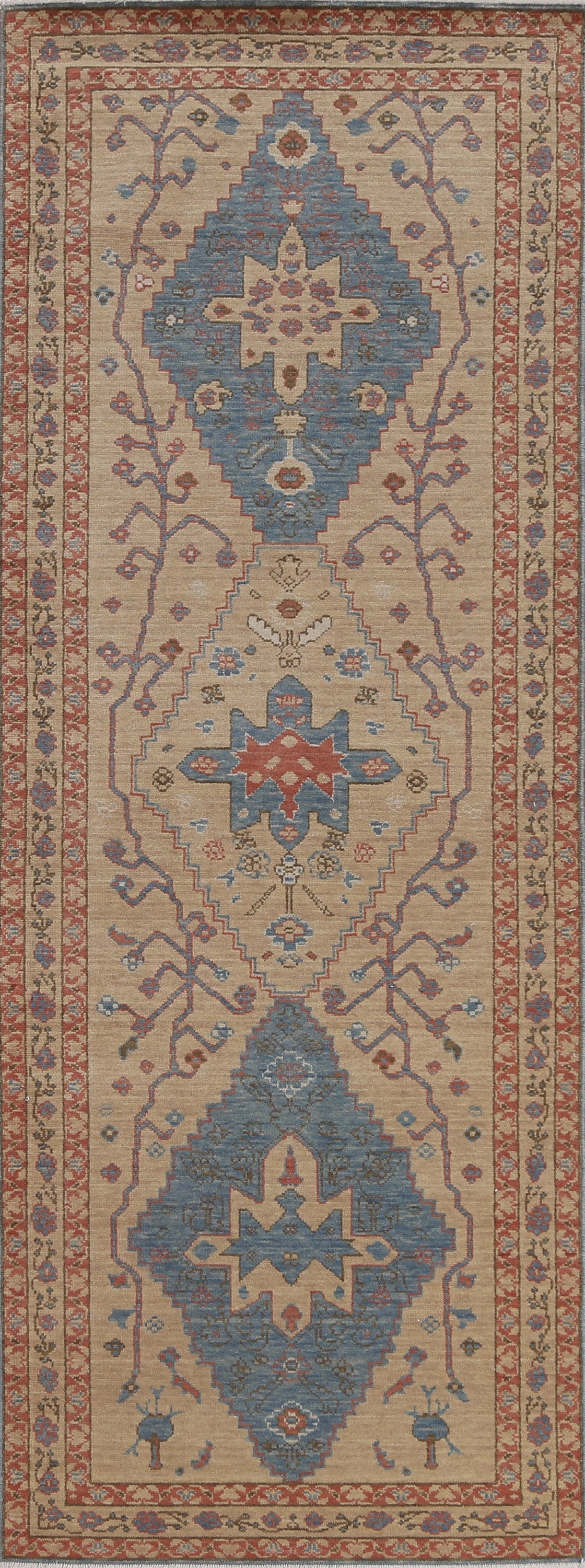 Handmade Wool Heriz Serapi Oriental Runner Rug 3x8