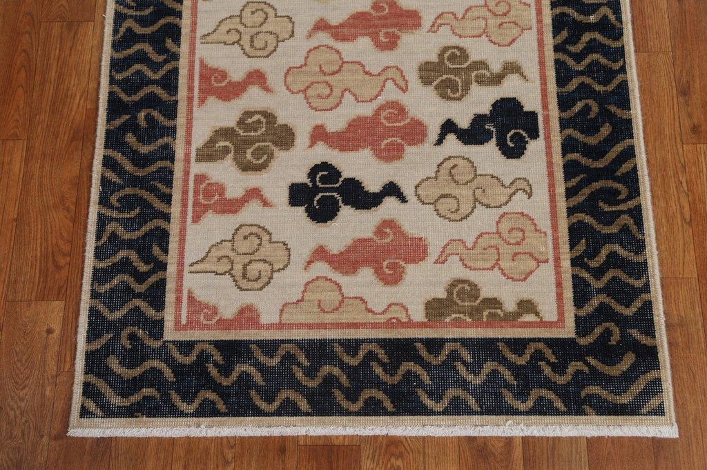 Handmade Wool Art Deco Turkish Runner Rug 3x8