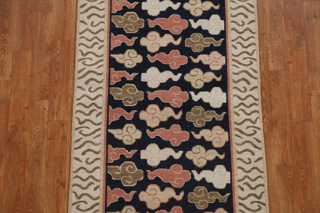 Geometric Wool Art Deco Oriental Runner Rug 3x8