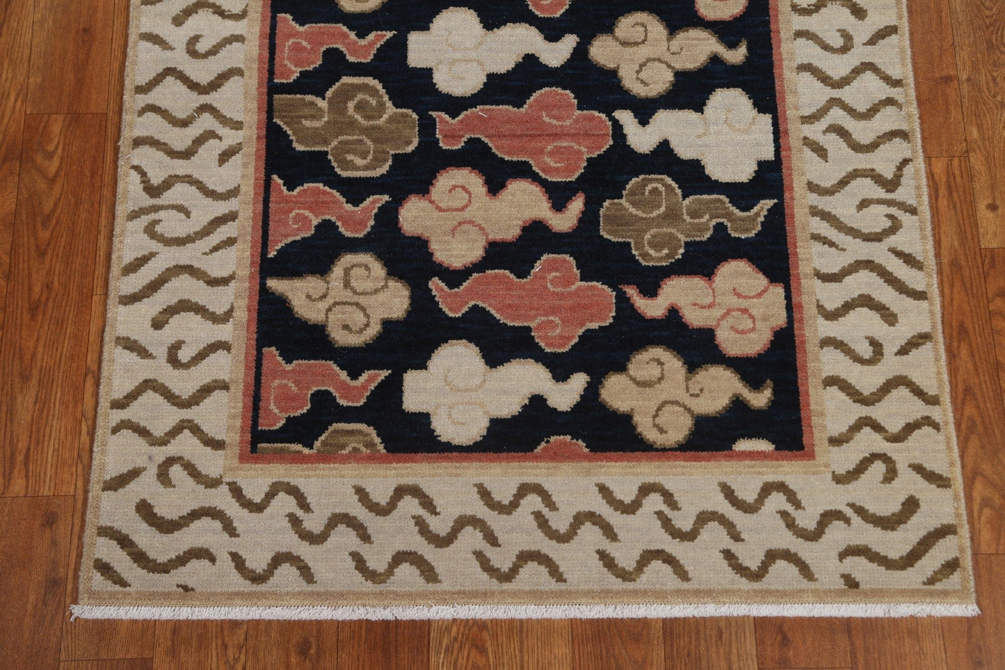 Geometric Wool Art Deco Oriental Runner Rug 3x8