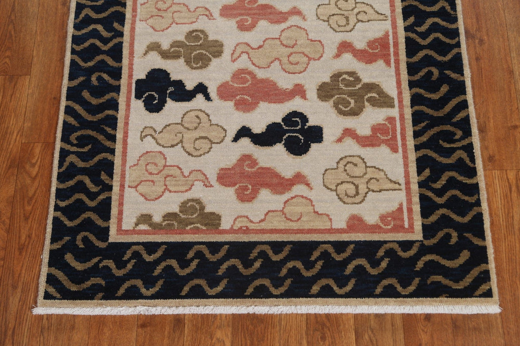 Geometric Wool Art Deco Turkish Runner Rug 3x8