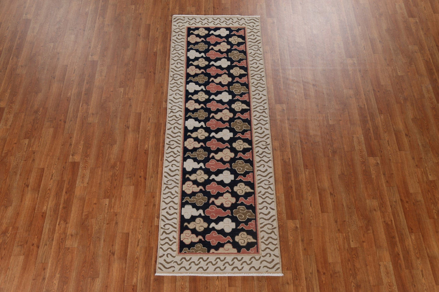 Geometric Art Deco Oriental Runner Rug 3x8