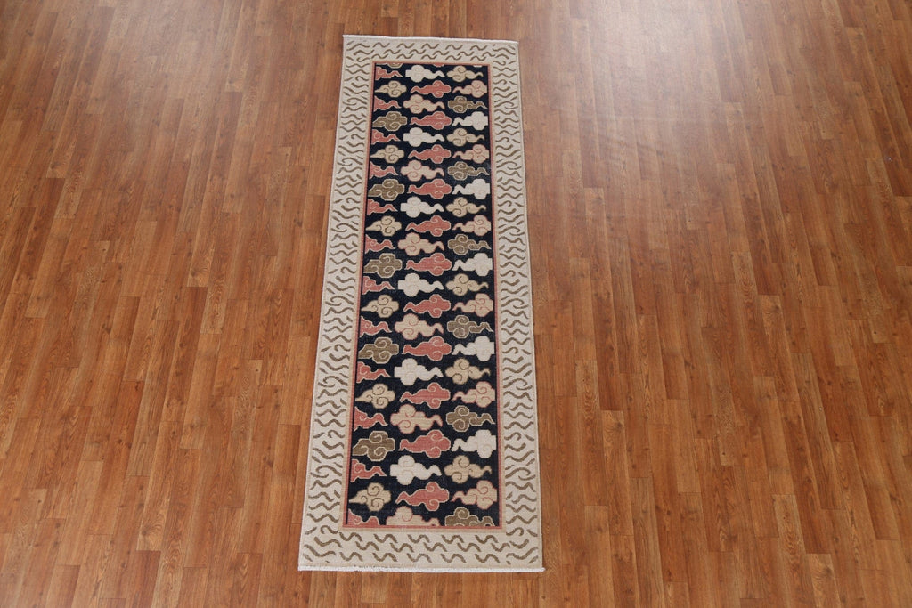 Geometric Art Deco Turkish Runner Rug 3x8