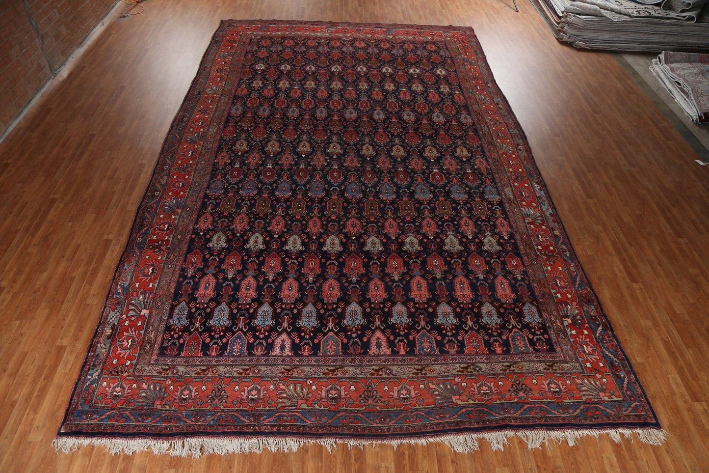 Pre-1900 Antique Vegetable Dye Bidjar Halvaei Persian Rug 12x19