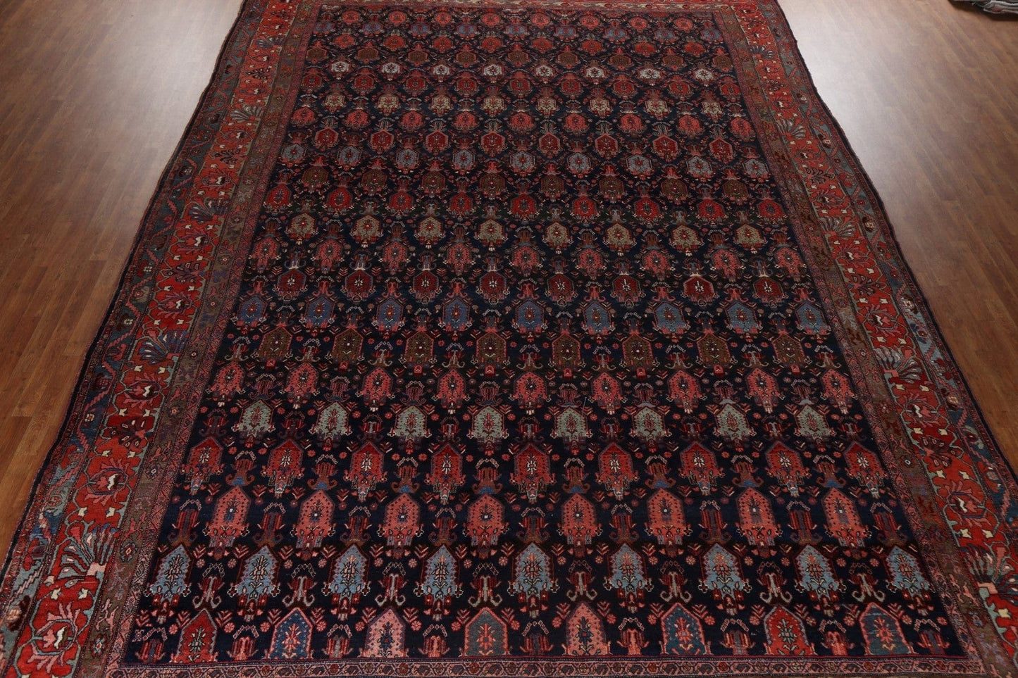 Pre-1900 Antique Vegetable Dye Bidjar Halvaei Persian Rug 12x19