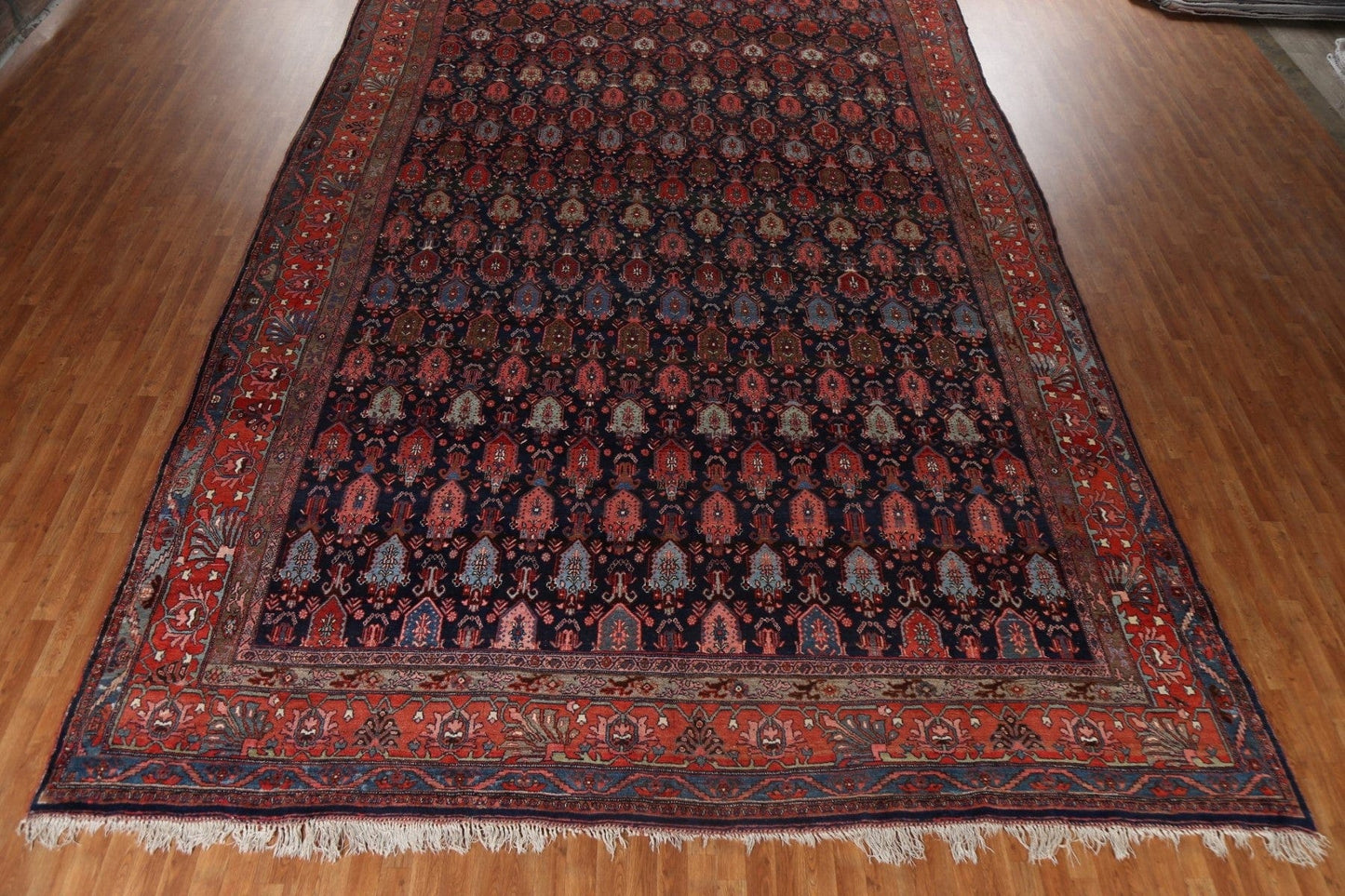 Pre-1900 Antique Vegetable Dye Bidjar Halvaei Persian Rug 12x19